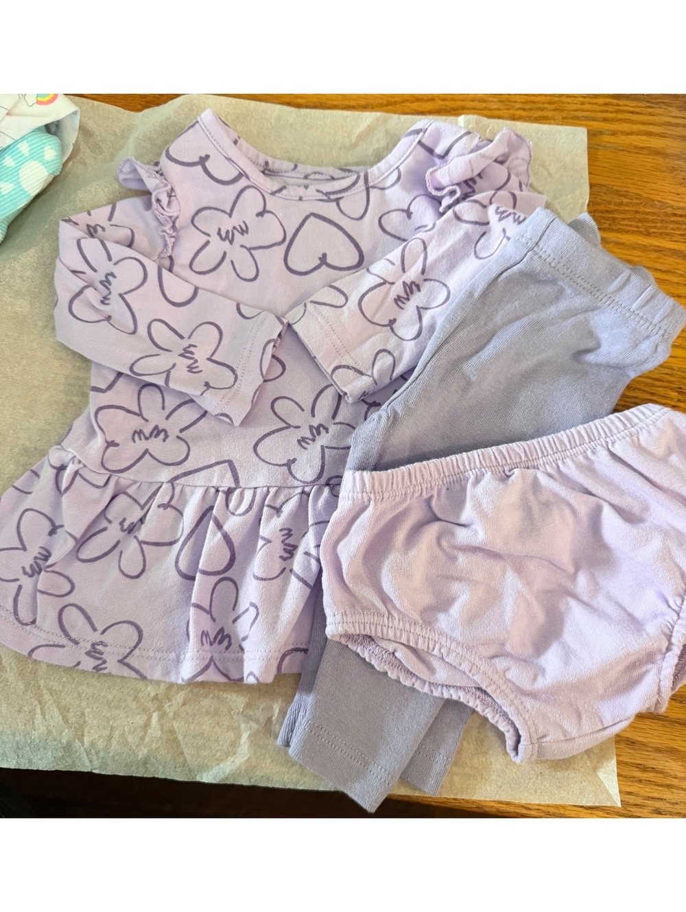 Baby Girl 3M Outfit Okie Dokie Carter’s Purple Floral 3 Piece Set